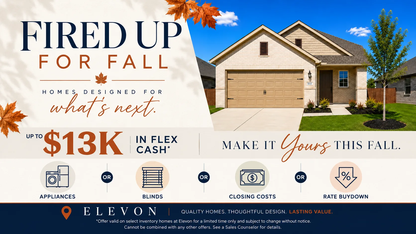 Elevon Fall Savings - $13K Flex Cash